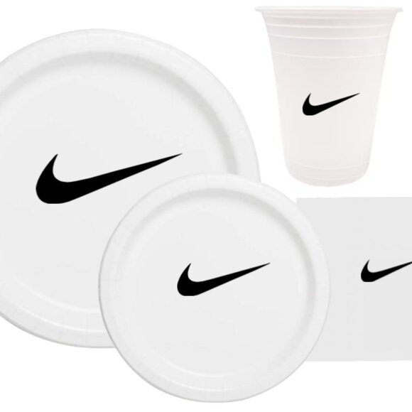 White w/ Black | Sw00sh Basketball Plates | Birthday Party Paper Plates | 60 Pcs - Picture 4 of 6